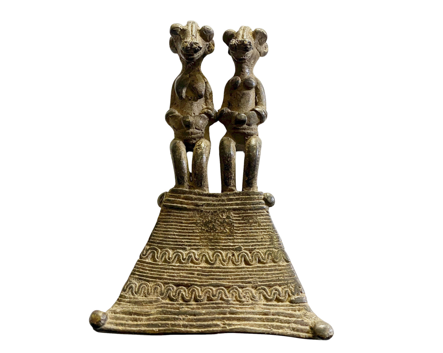 #1149 Lobi Bronze Amulet /Gold Weight Couple Pendant 5" H