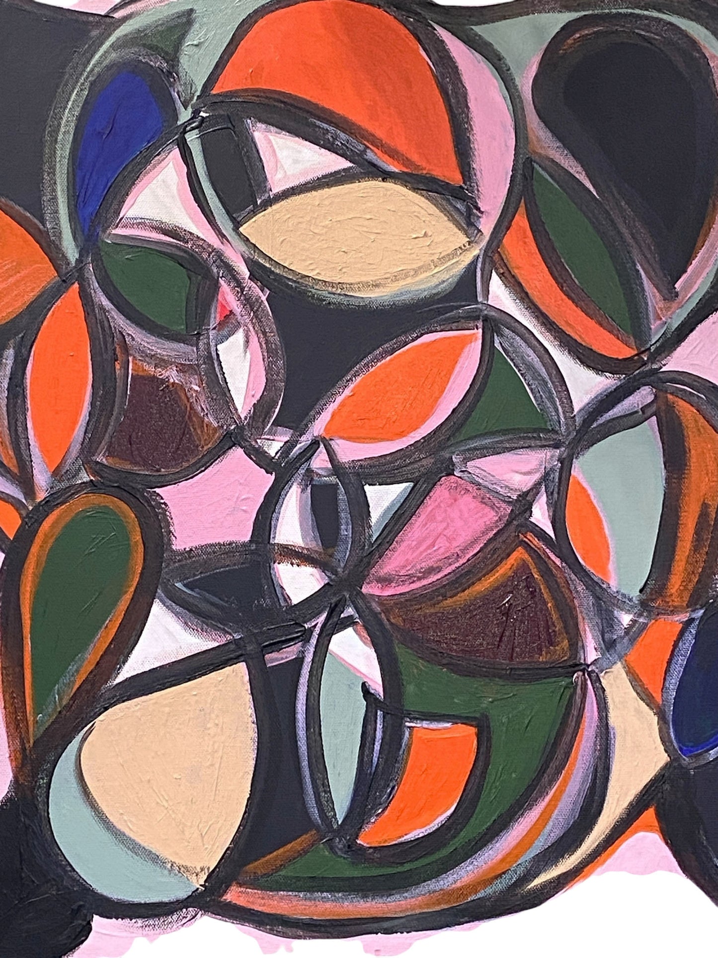 # 102 Acrylic on Canvas Abstract Signed YJR 22" H "Les Oiseaux du Paradis "