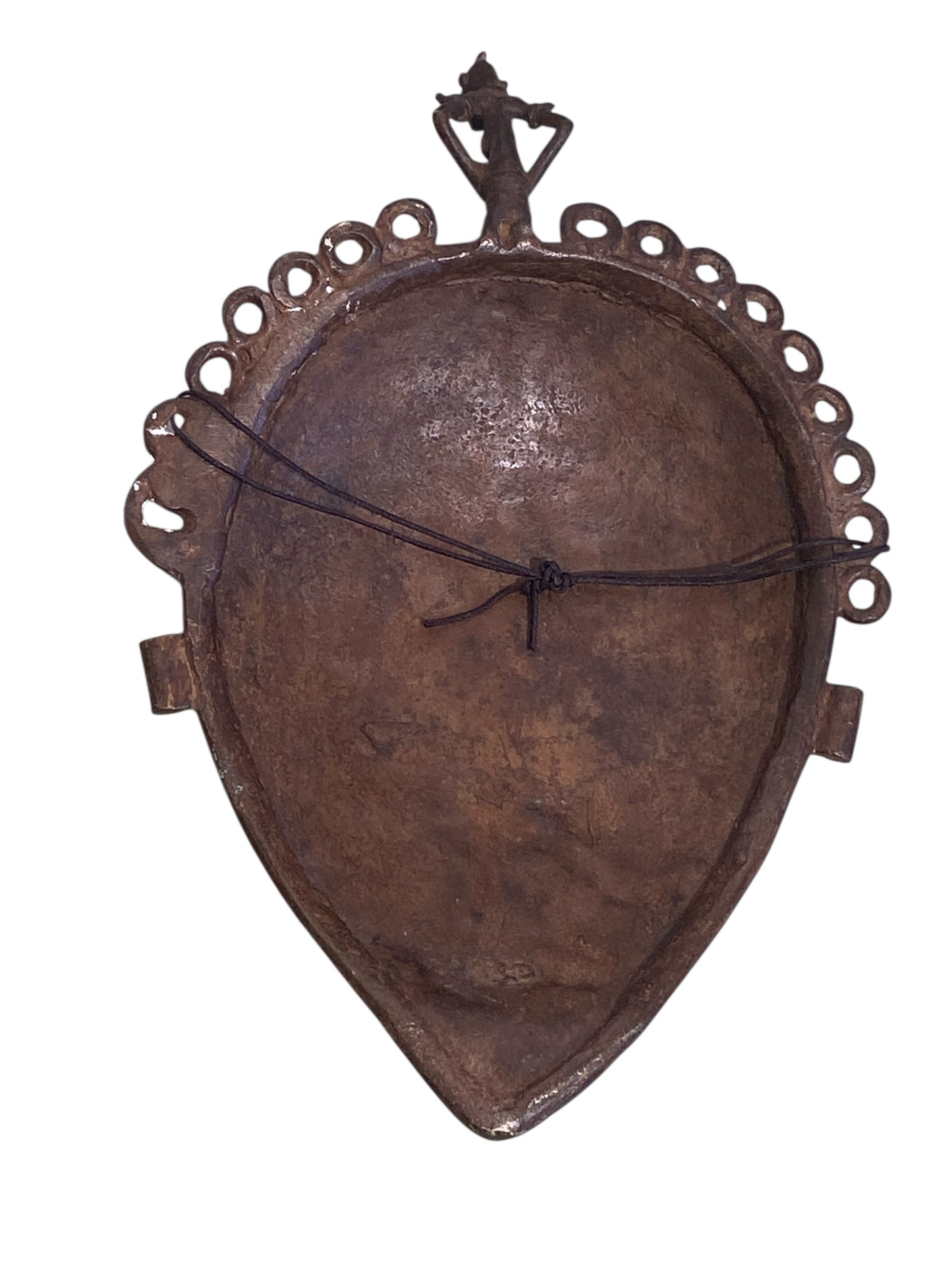 #3410  Vintage African Dogon Bronze Mask Mali  13" H