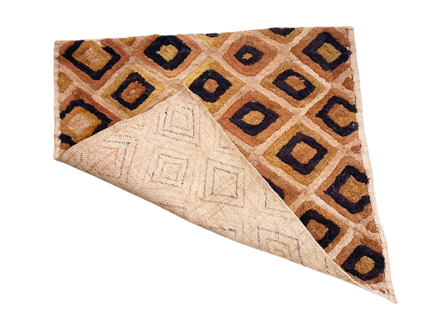 #1849 Vintage African Tribal Kuba Kasai Velvet Raffia Textile 24" by 23"