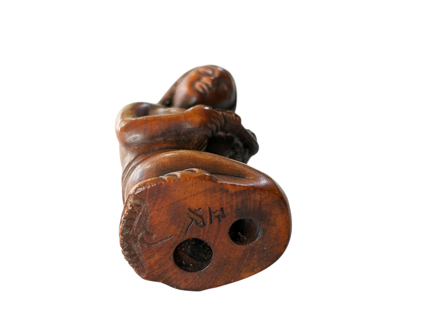 #1531 Old Japanese Quality Signed Netsuke Carving of a Young Female