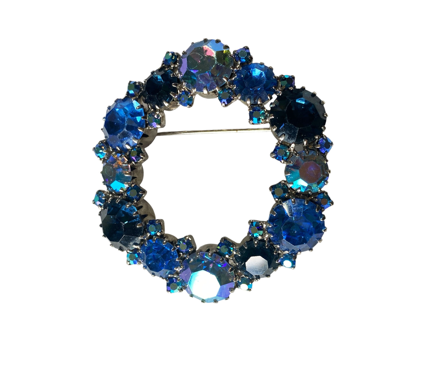 # 6278 LG Vintage Rhinestone Aurora Borealis Crystals  Brooch 2" Diameter