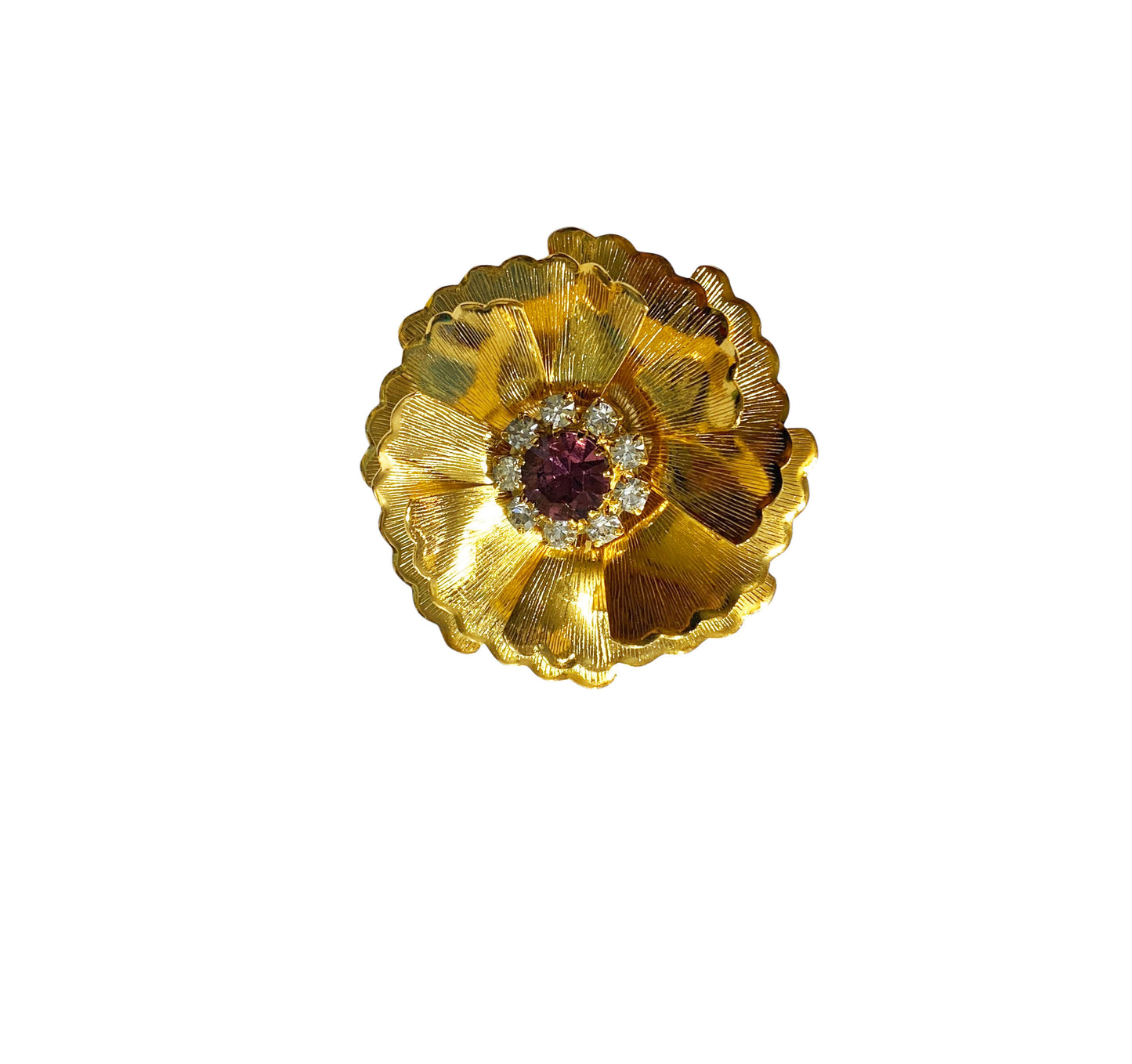 #27  Vintage elegant Gold Tone with Faux Ruby and Diamond Pin /Brooch