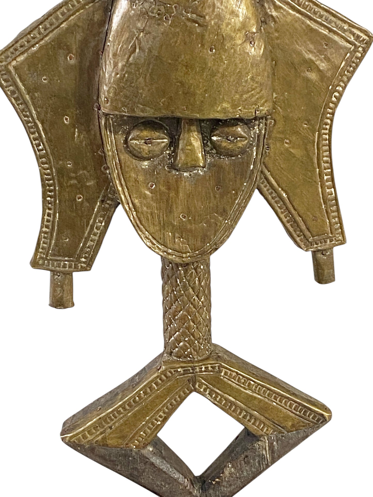 #1169 VTG Bakota Brass and wood  Sculpture w/Stand 24" H