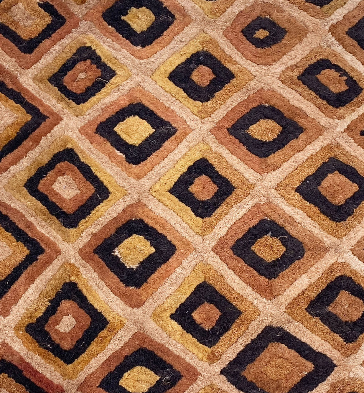 #1849 Vintage African Tribal Kuba Kasai Velvet Raffia Textile 24" by 23"