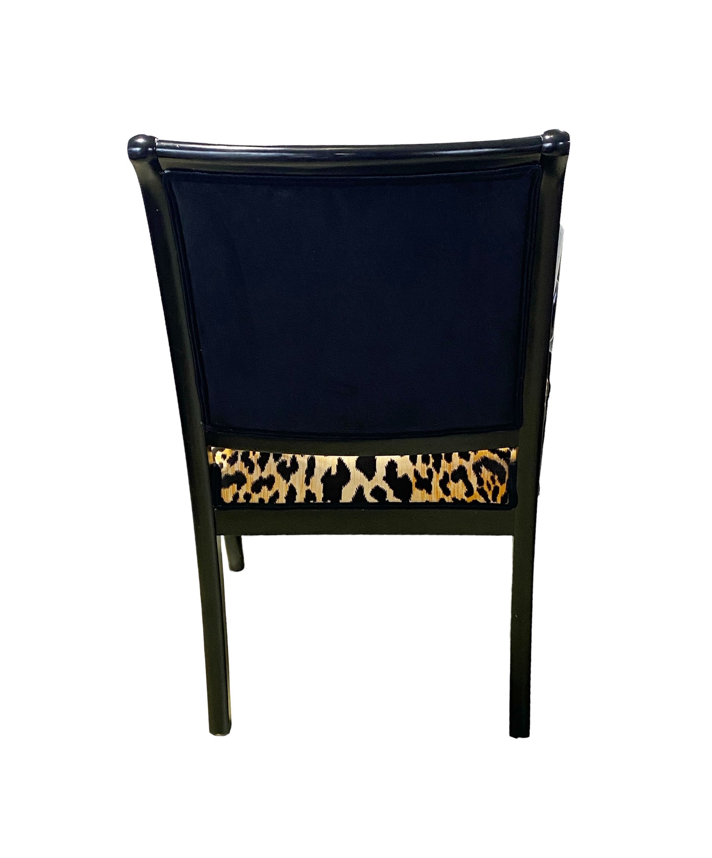 #6173 Vintage French Style Lacquer Wood Chair W/ animal Print  Fabric