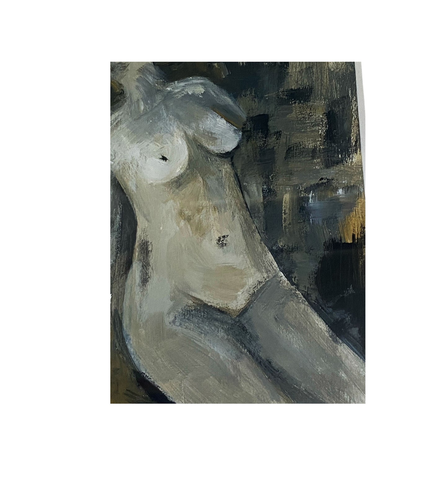 #6164 Acrylic on Board Nude Titled Gabriela By YJR 10.5" H