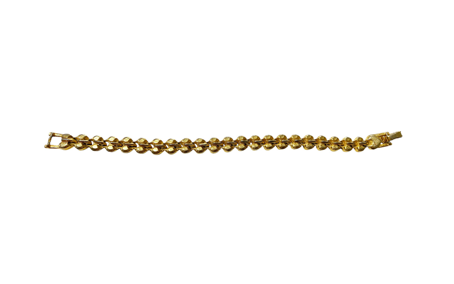 #68 Vintage  Faux Gold Tone  Pave Rhinestone Heart Tennis Bracelet