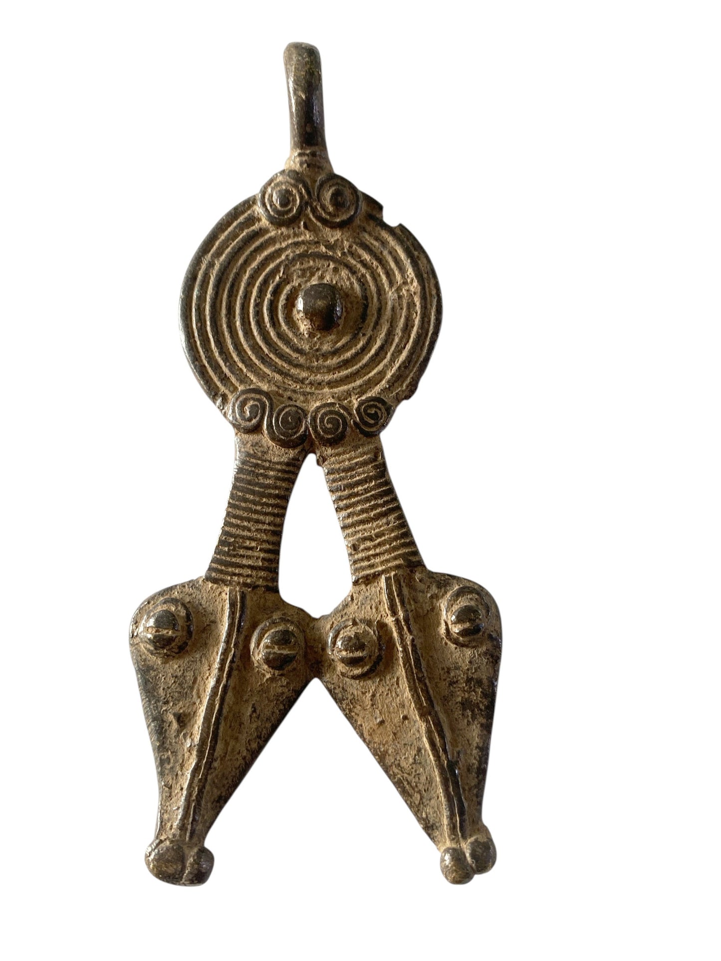 #1185 Vtg  Gan Bronze Amulets Pendants/gold Weight /Ornate Serpents Burkina Faso S/2