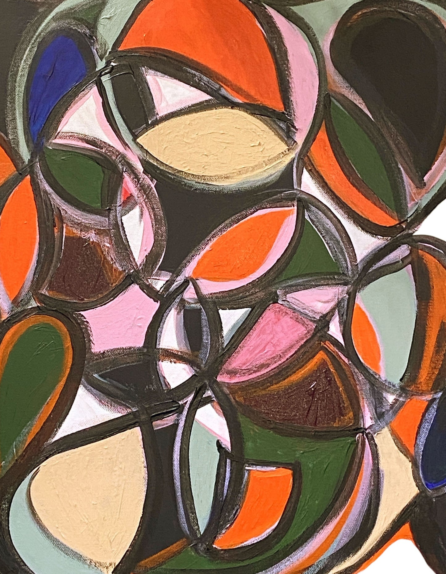 # 102 Acrylic on Canvas Abstract Signed YJR 22" H "Les Oiseaux du Paradis "