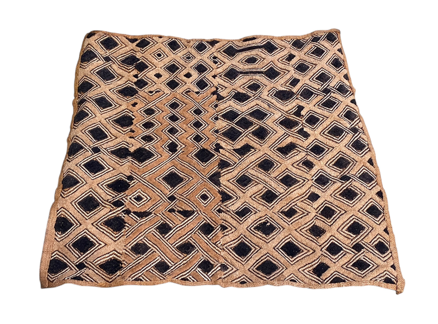 #2094 LG Kuba Kasai Velvet Boutallah Raffia Textile , Zaire Africa 26.5" by 24"