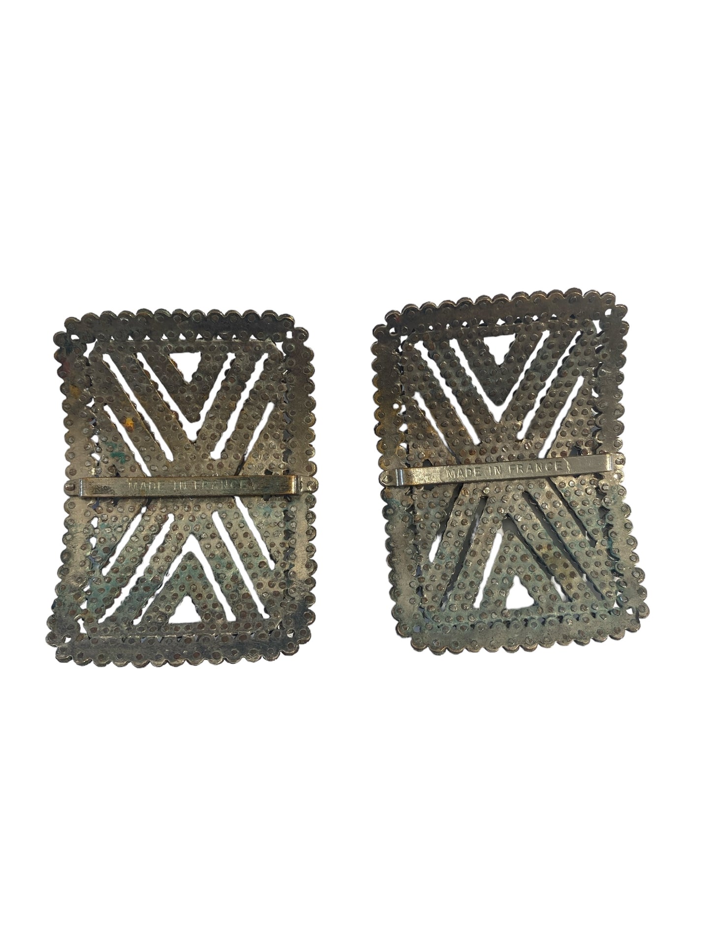 #5925 Antique 1905 French Steel Cut Shoe Buckles