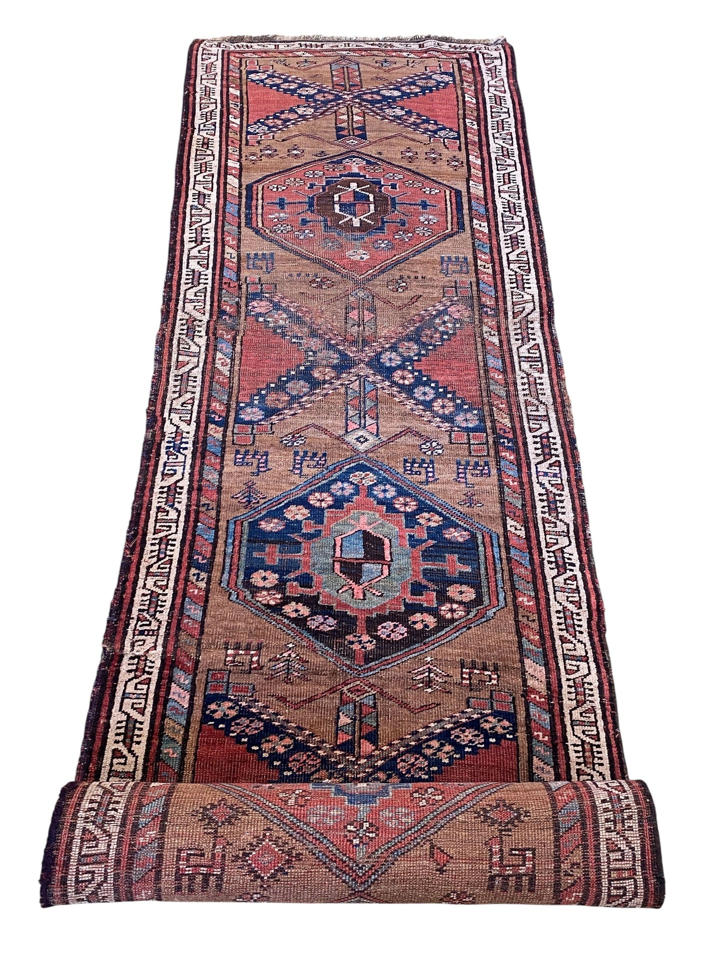 #520 Vintage Tribal  Kurdish Runner Rug | 3'x 11 ft |
