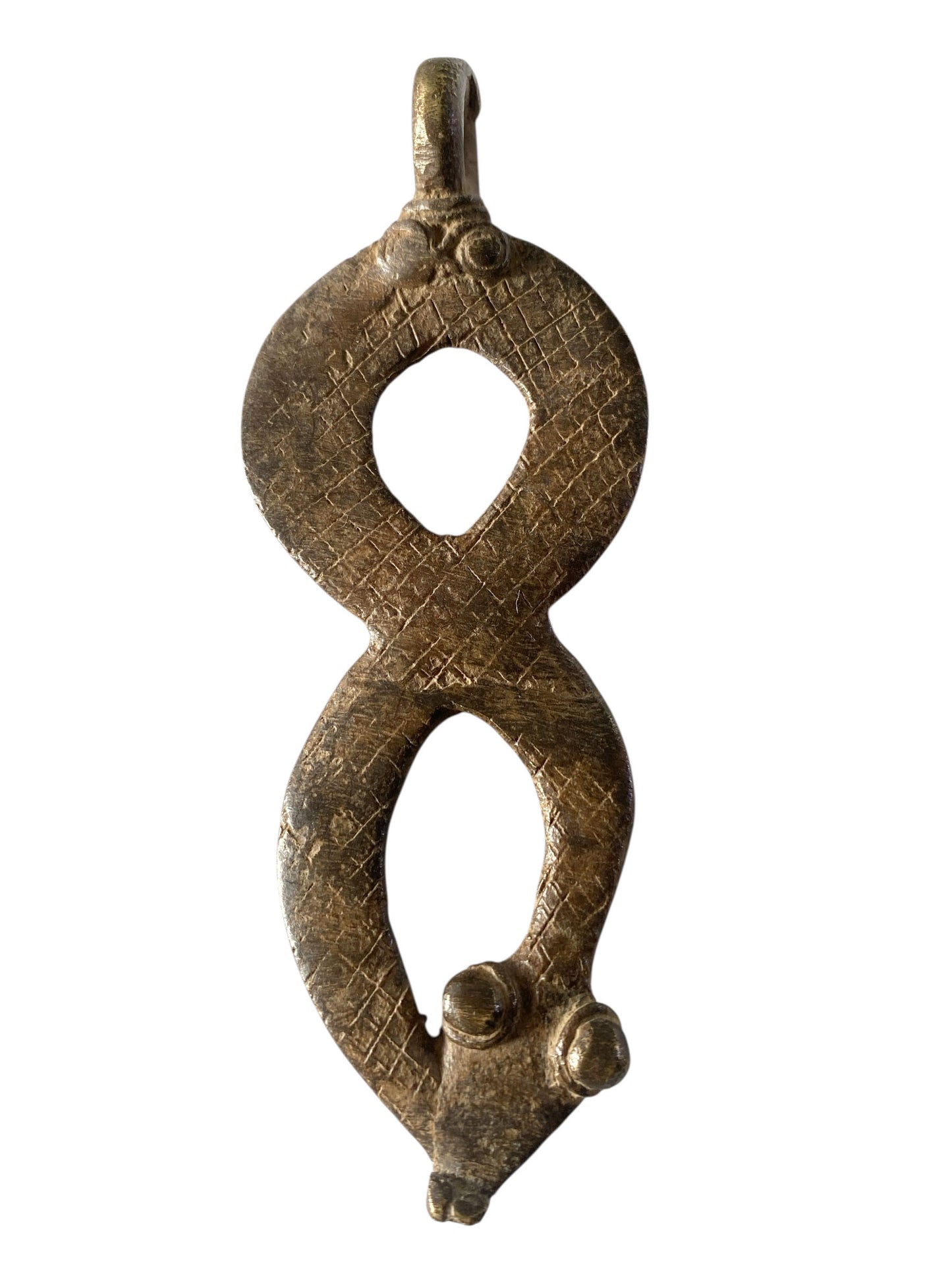 #1185 Vtg  Gan Bronze Amulets Pendants/gold Weight /Ornate Serpents Burkina Faso S/2