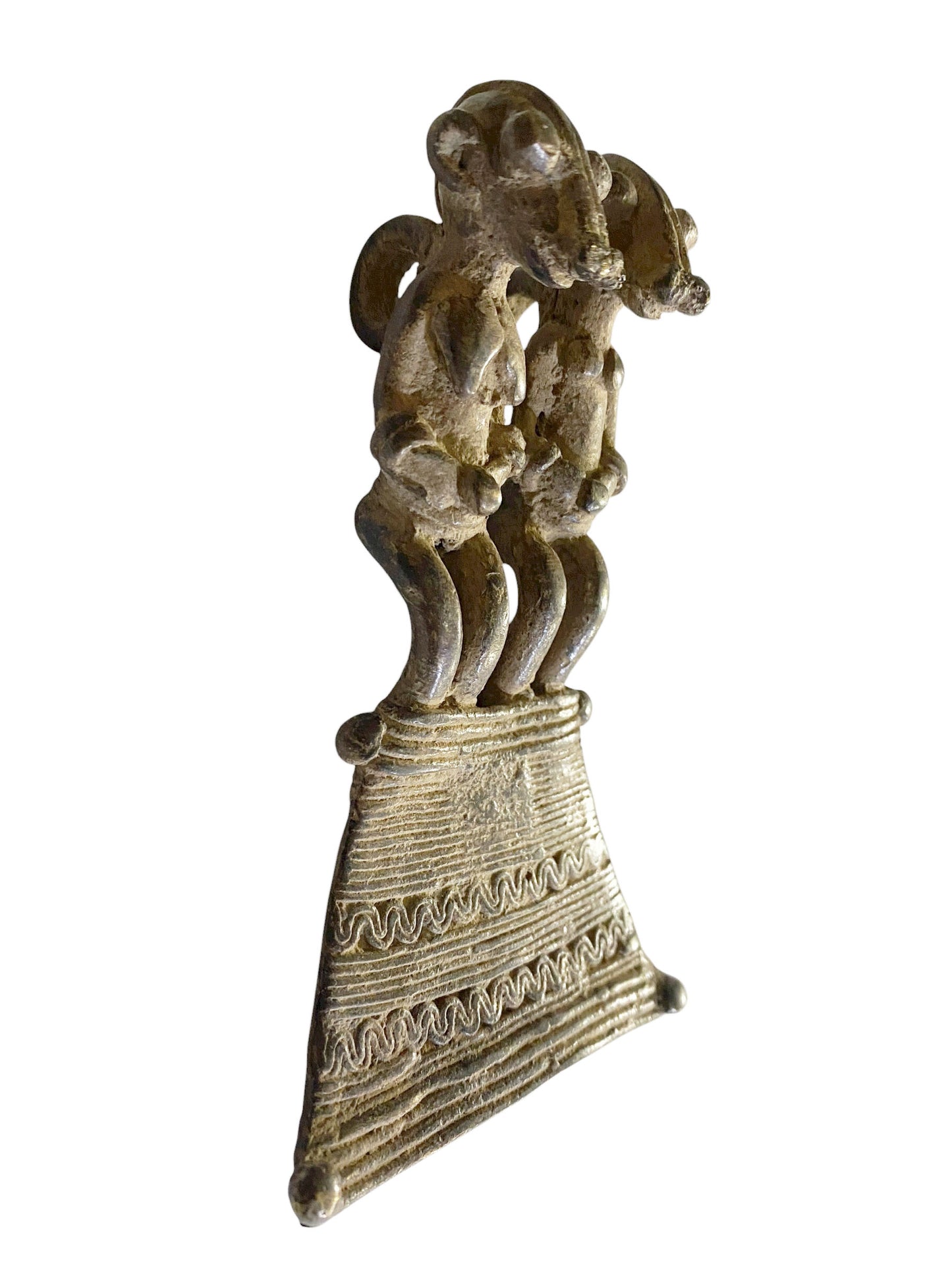 #1149 Lobi Bronze Amulet /Gold Weight Couple Pendant 5" H