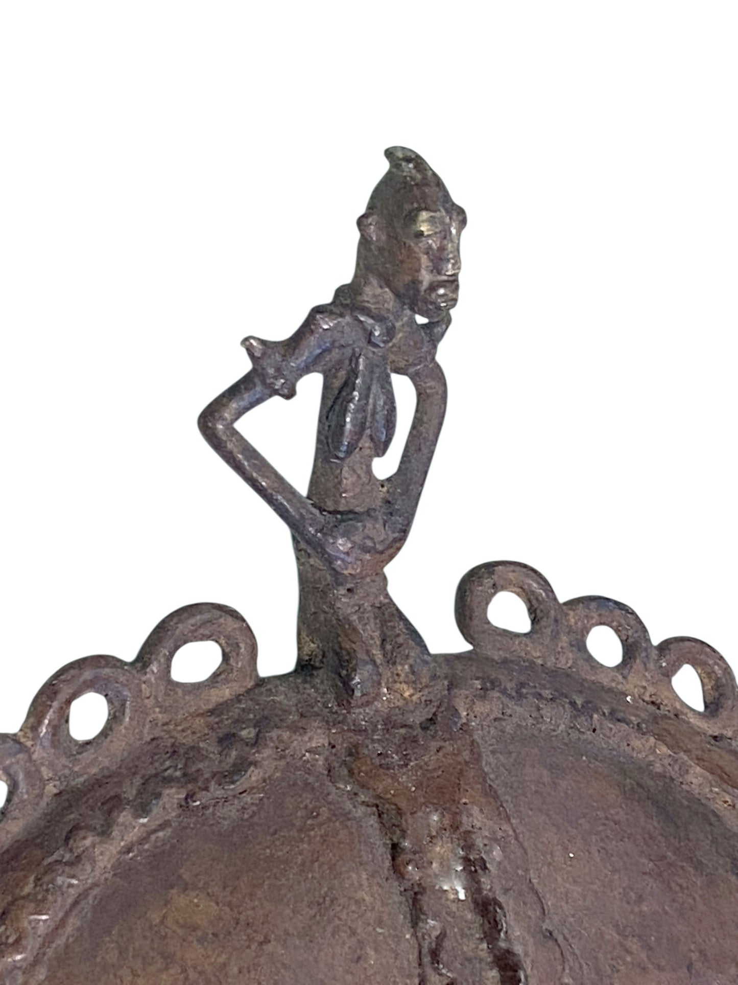 #3410  Vintage African Dogon Bronze Mask Mali  13" H