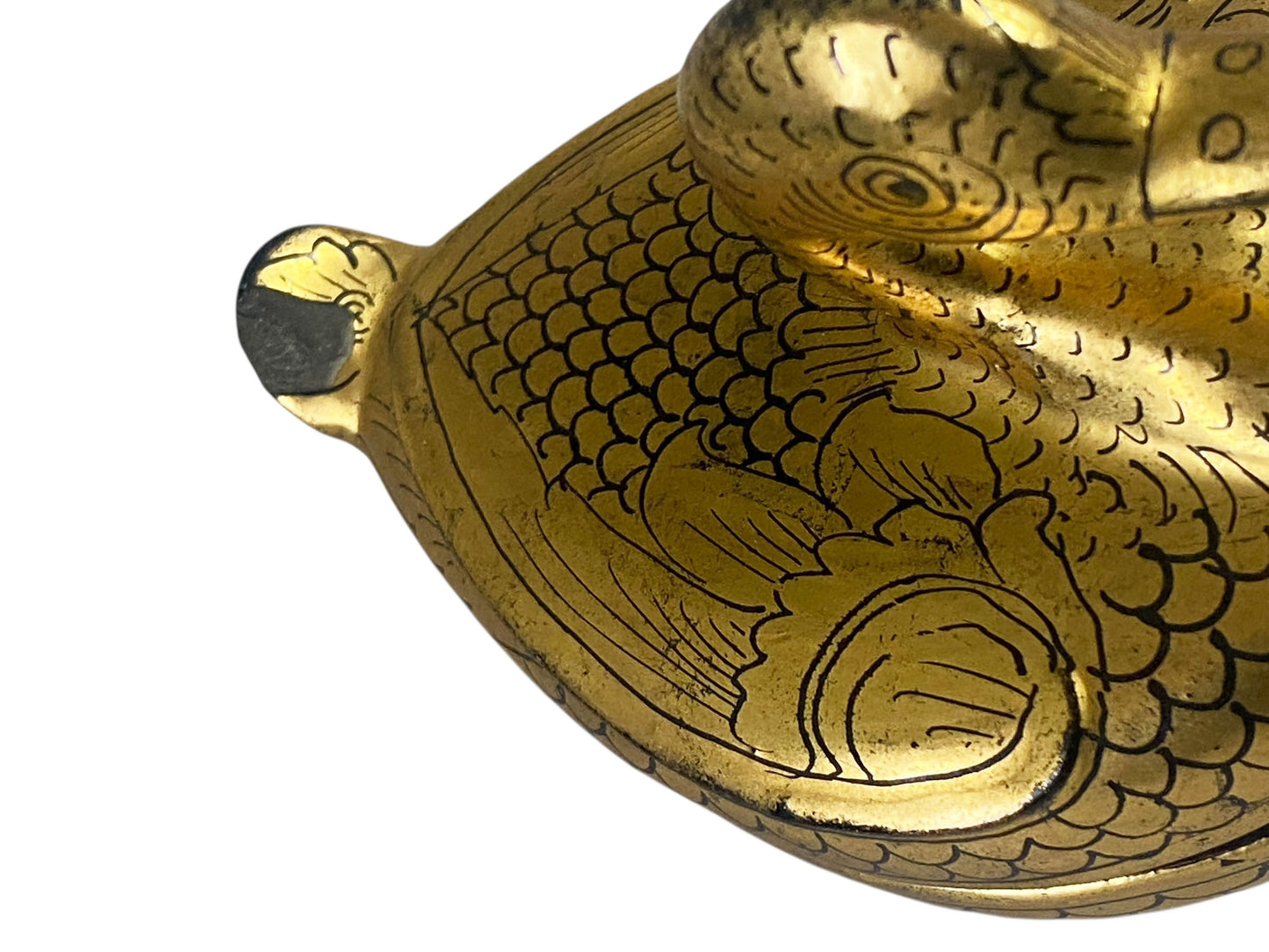 #674 Vintage Burmese Gold Painted Wood Lacquered Duck Trinket Box