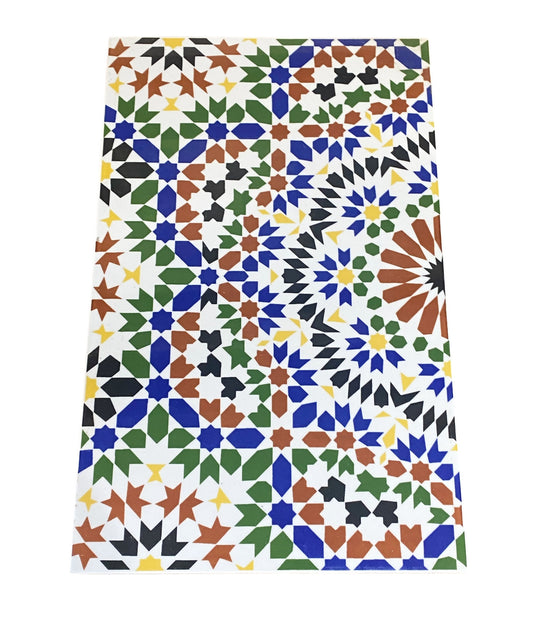 #676 Turkish Multicolored geometric Pattern Ceramic Tile  16" H