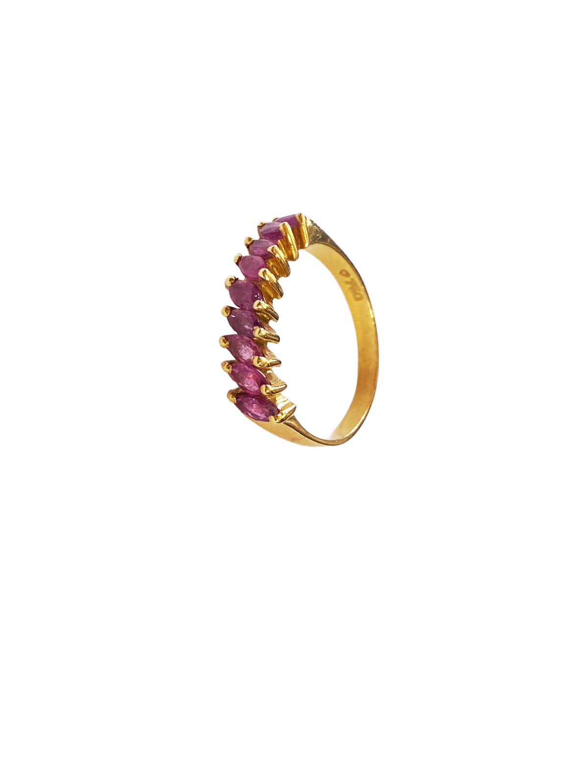 #4193 18K Yellow Gold Marquise cut Natural Ruby Half Eternity Band size 5