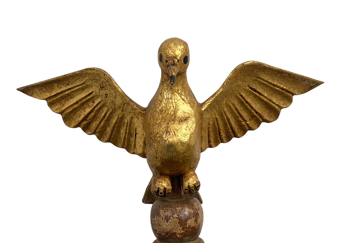 #3006 Carved Wood Dove the Holy Spirit Sculpture on Finial 10" H