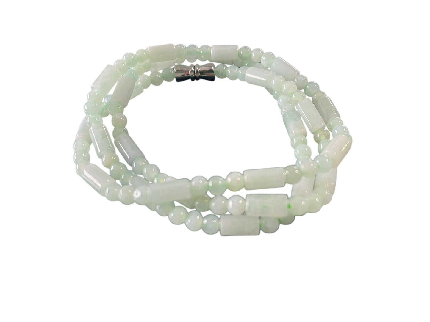 #6328 Superb Burmese Jadeite Jade Necklace Round Beads 9.5" H