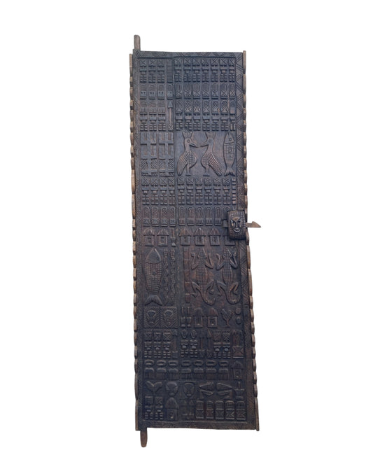#6827 Vintage Granary Dogon Door w/Nomoo Ancestors /crocodiles/ Mali African 82" H