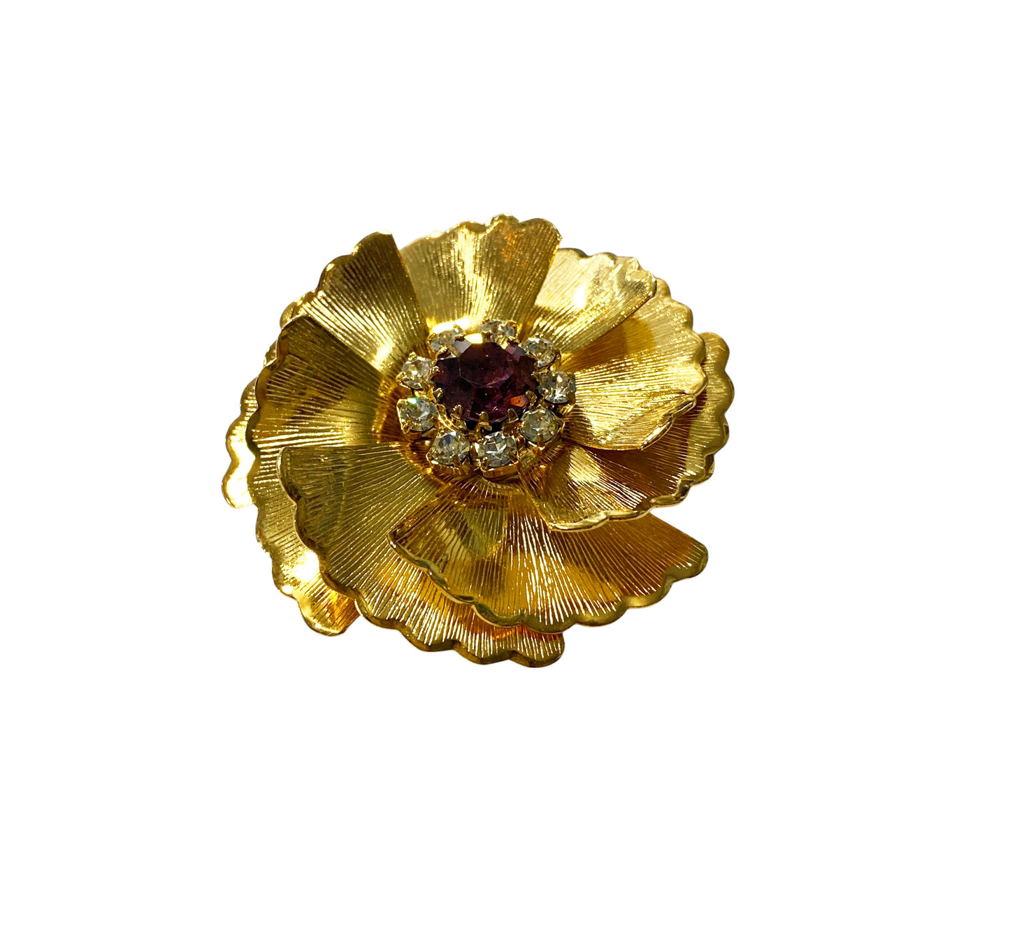 #27  Vintage elegant Gold Tone with Faux Ruby and Diamond Pin /Brooch