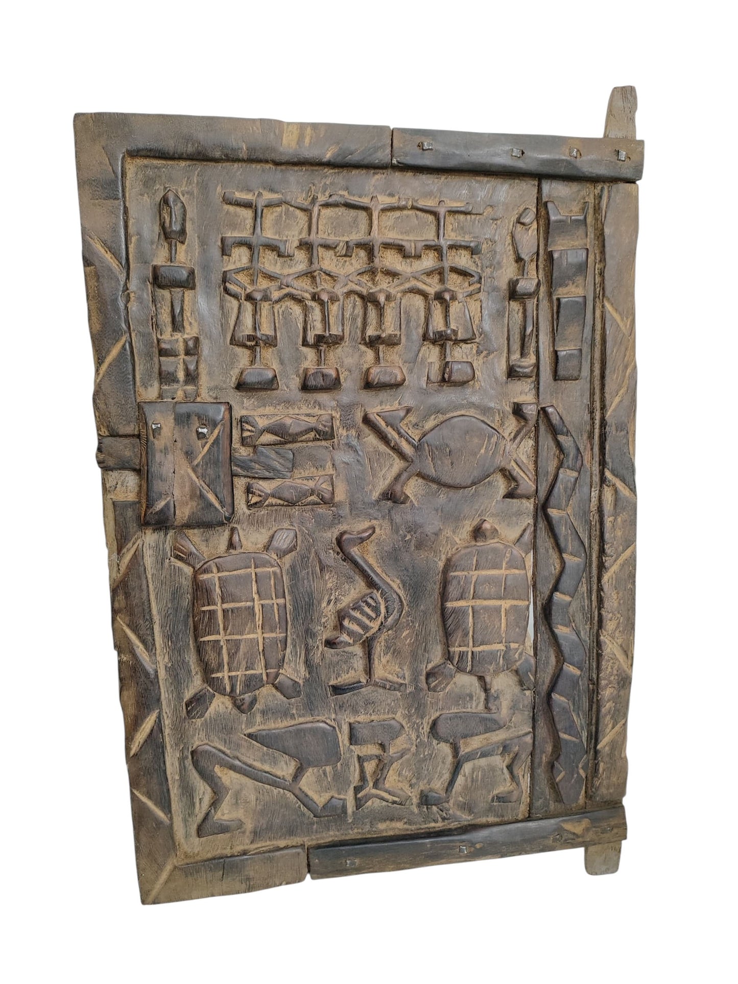 #1108 Vintage Granary Dogon  Door With turtles Mali African 25"H