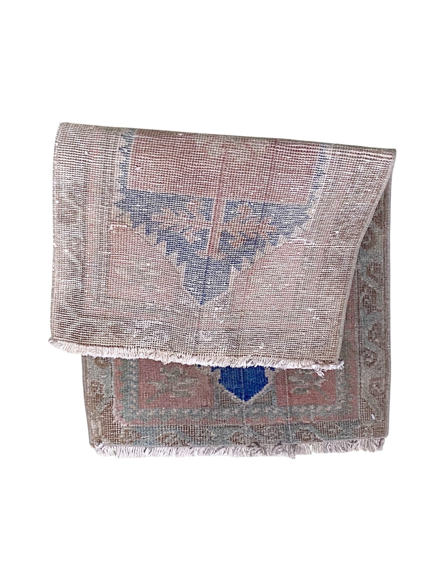 #666 Vintage Turkish Hand Knotted  Small Accent Rug 17" w by 33 "