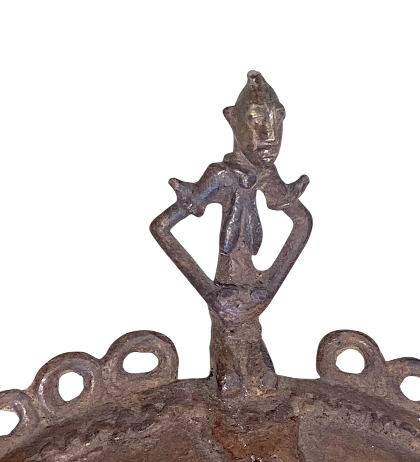 #3410  Vintage African Dogon Bronze Mask Mali  13" H