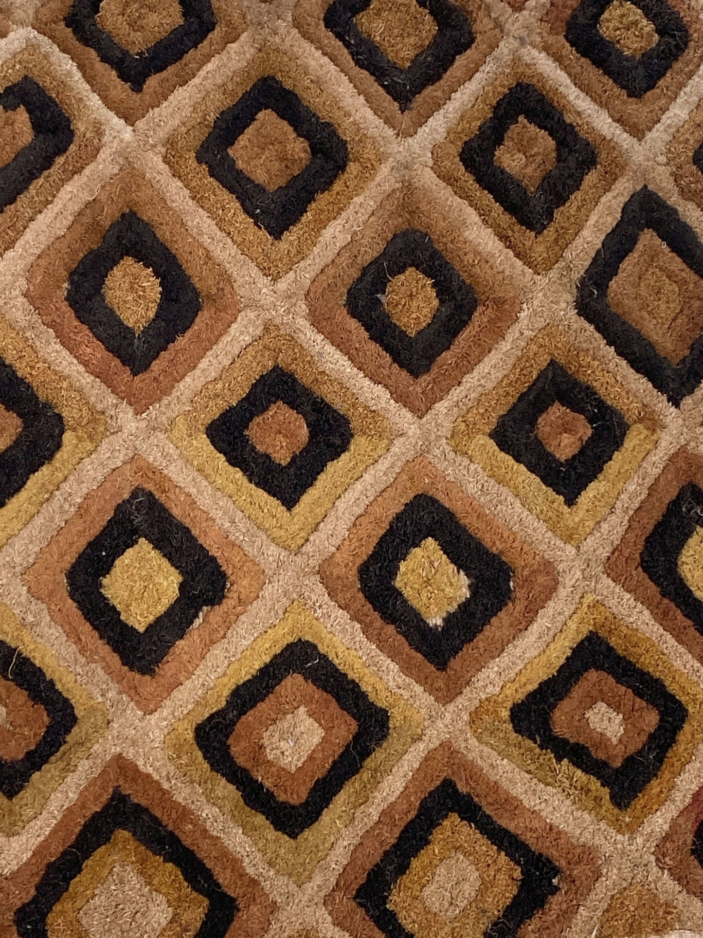 #1849 Vintage African Tribal Kuba Kasai Velvet Raffia Textile 24" by 23"