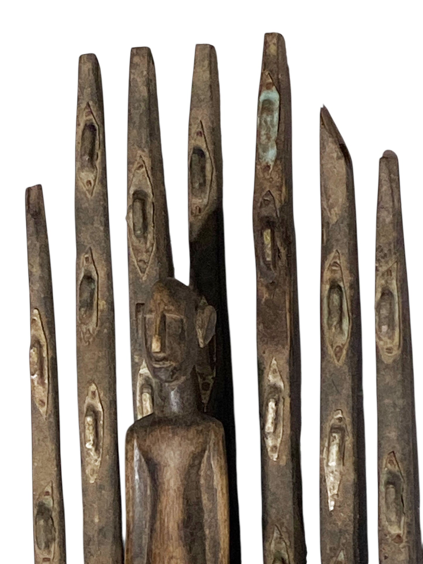 #1171 Vintage  African Bamana Ntomo Marka Mask W/ Aluminum 27" H