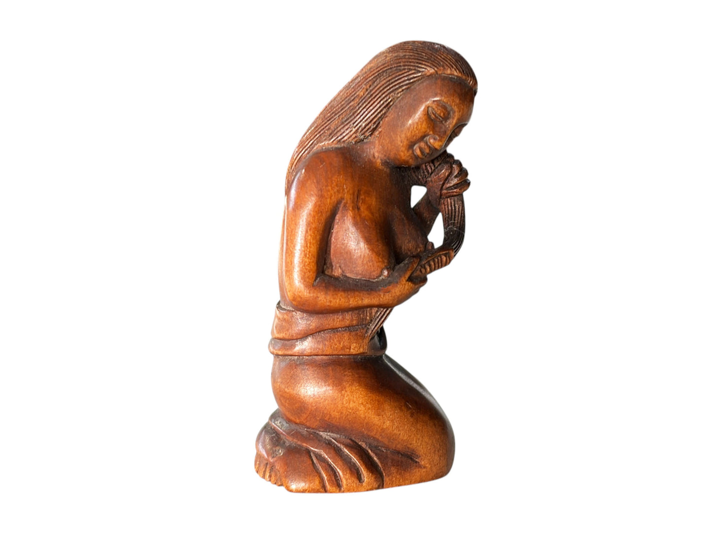 #1531 Old Japanese Quality Signed Netsuke Carving of a Young Female