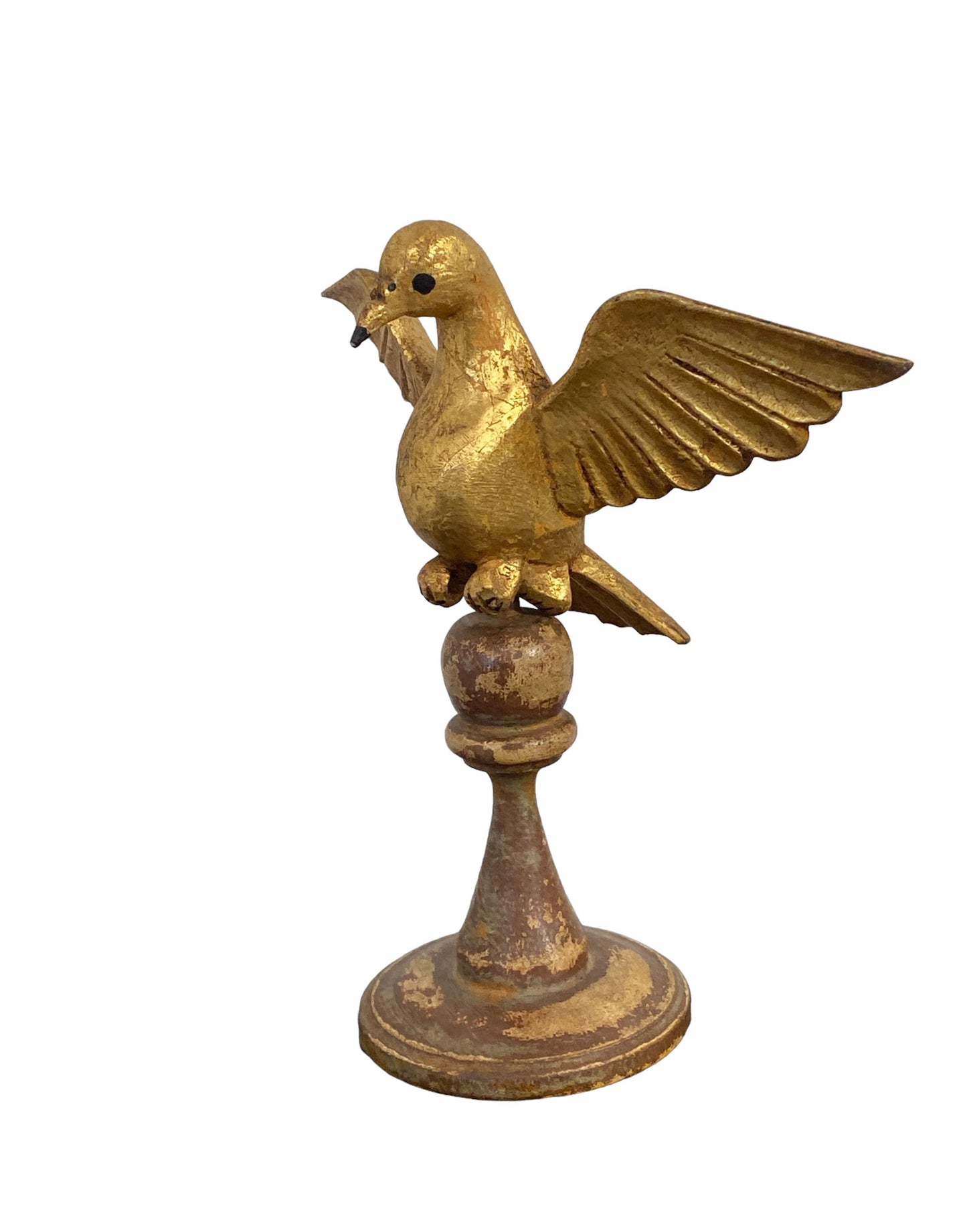 #3006 Carved Wood Dove the Holy Spirit Sculpture on Finial 10" H