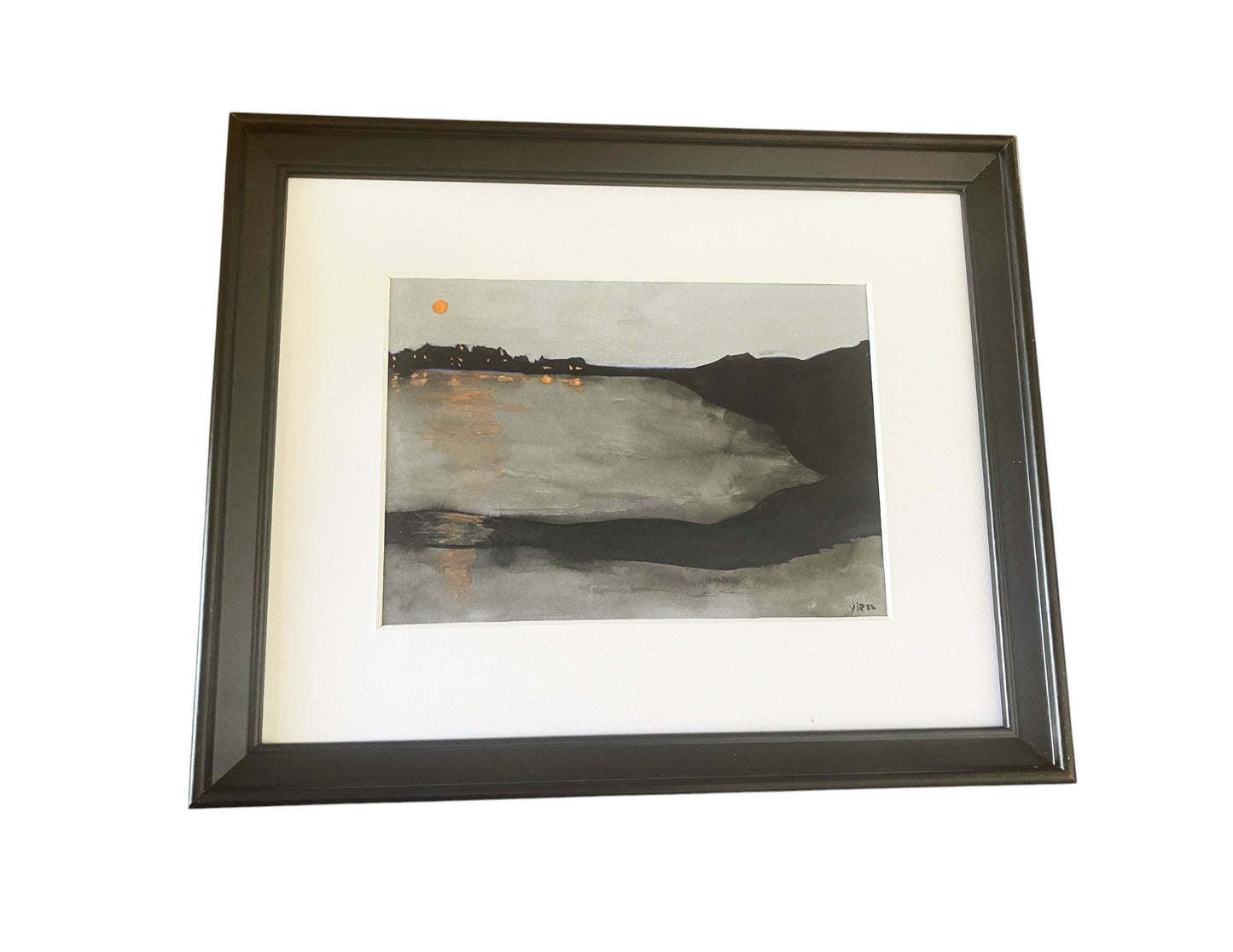 #6320  Acrylic Landscape  on Paper L'hiver gris Framed  By YJR