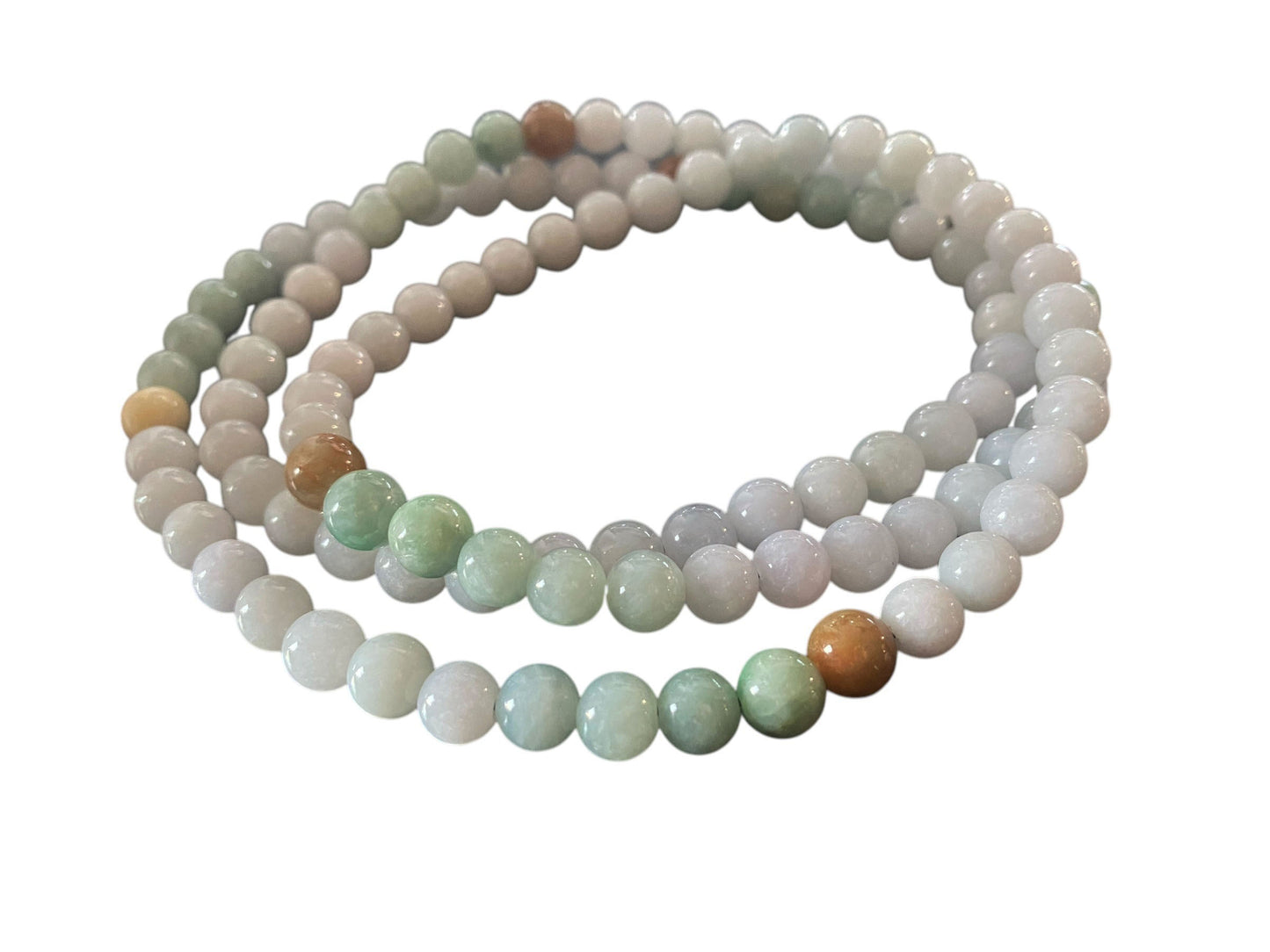 #6324 Superb Burmese Jadeite Jade Necklace Round Beads 15.5" H