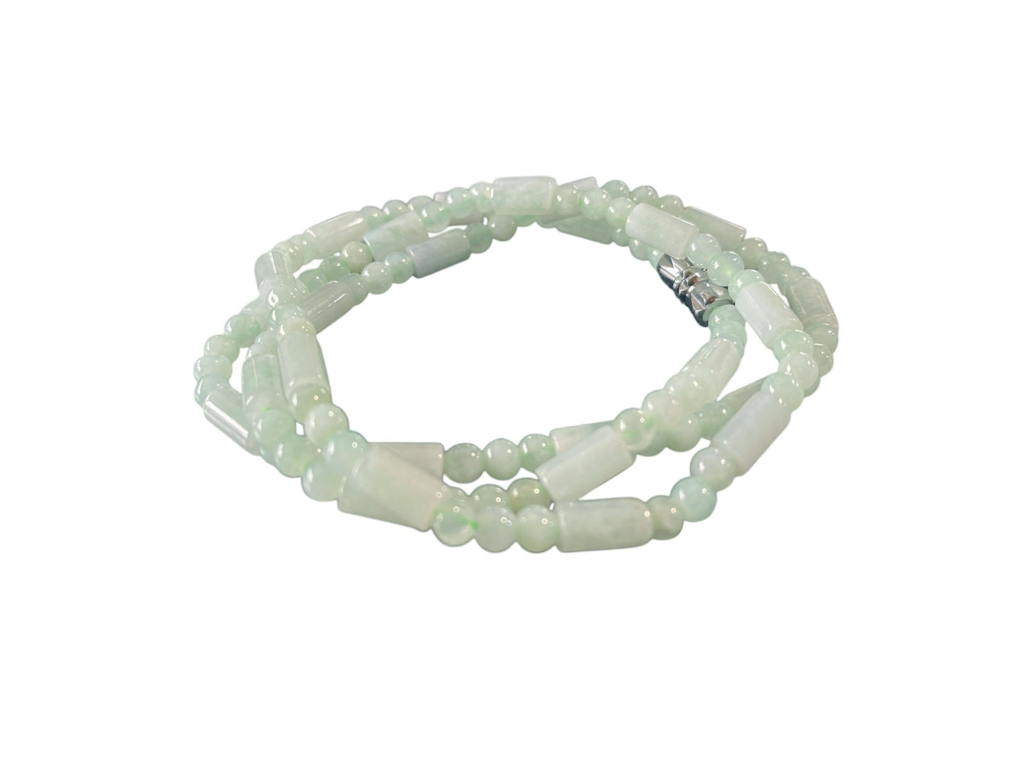 #6328 Superb Burmese Jadeite Jade Necklace Round Beads 9.5" H