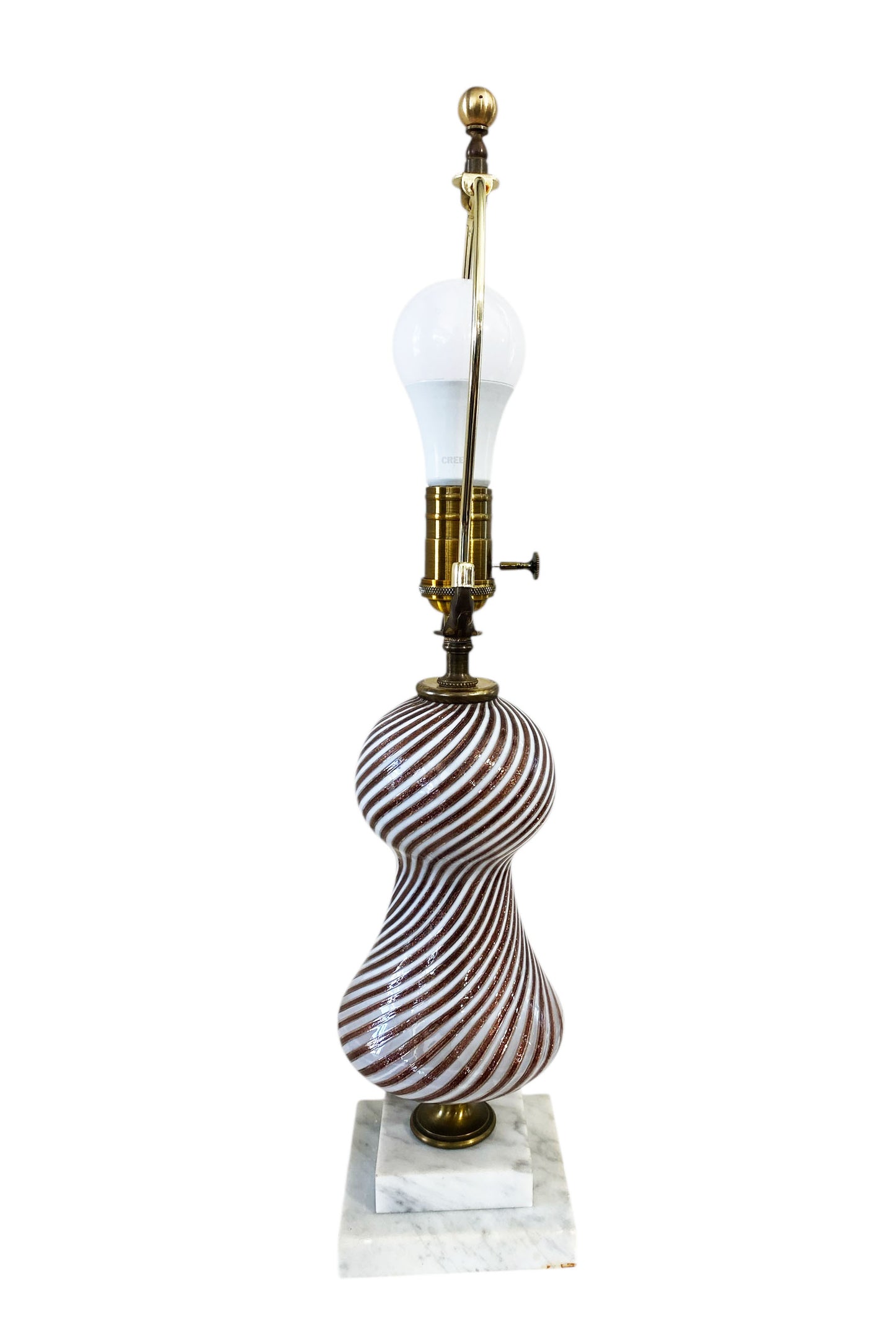 #7435 Dino Martens For Aureliano Toso Murano Mezzo Filigrana Art Glass Table Lamp