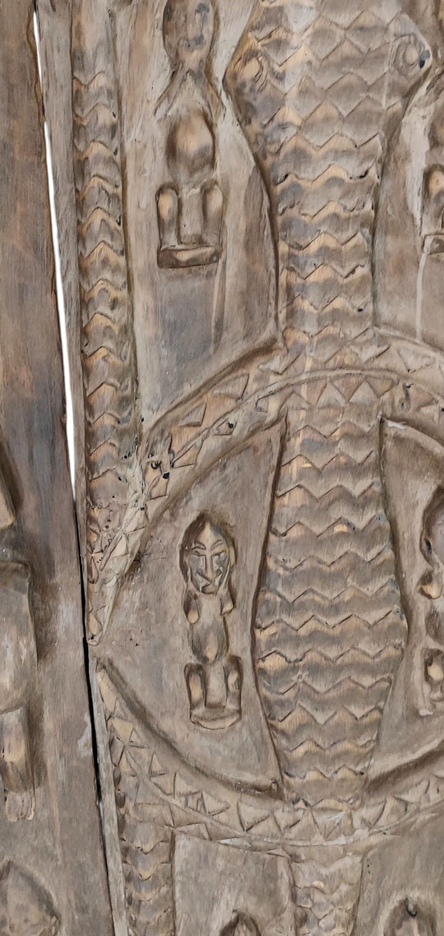 #1059 Vintage  Dogon Granary Door With Crocodiles Mali African 50" H