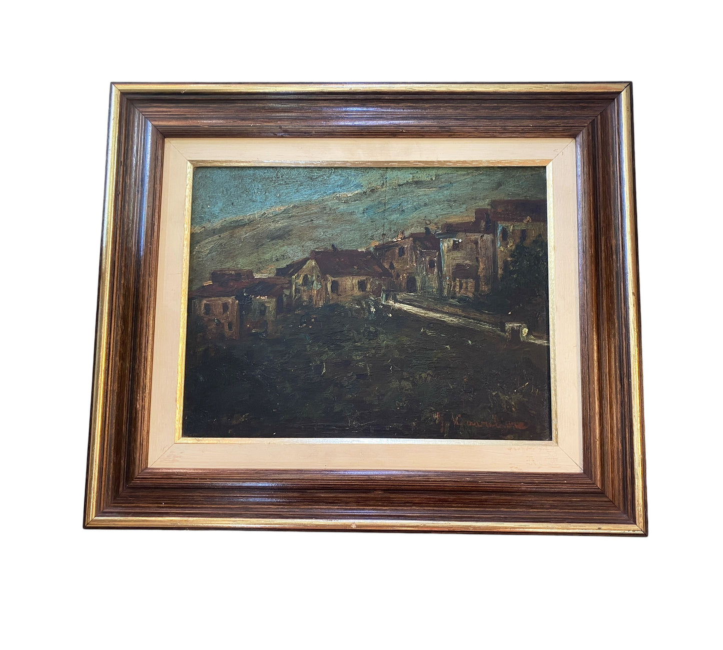 #7296 Old Oil On Wood Painting by the Brazilian Artist Jose Cavaliere