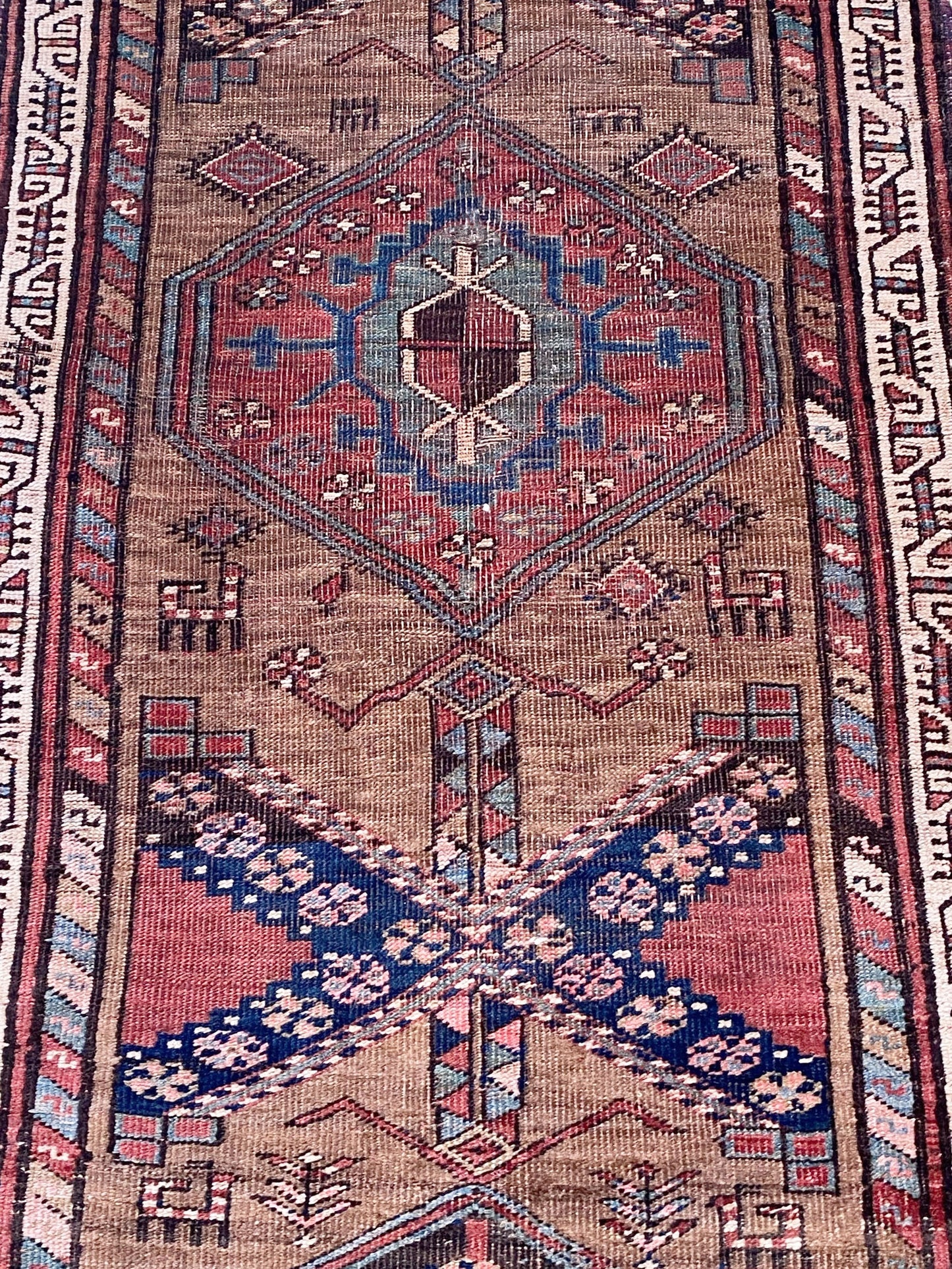 #520 Vintage Tribal  Kurdish Runner Rug | 3'x 11 ft |