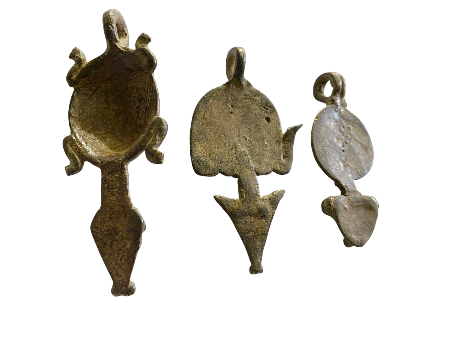 #1150 Vintage Lobi Bronze Amulet /Gold Weight  Pendant set of 3