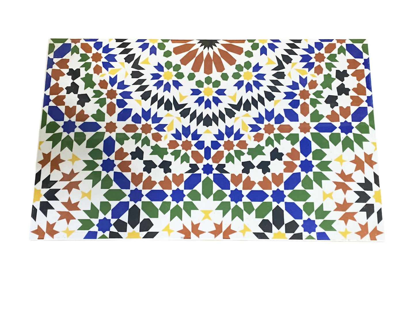 #676 Turkish Multicolored geometric Pattern Ceramic Tile  16" H