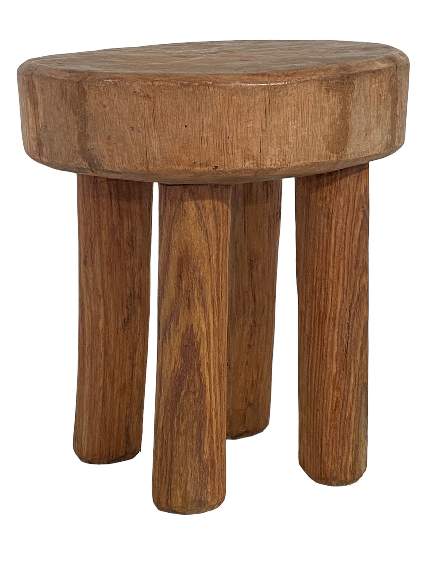 #7282 African Vintage Natural Wood Milk Stool Hehe Gogo People Tanzania 11.5" H