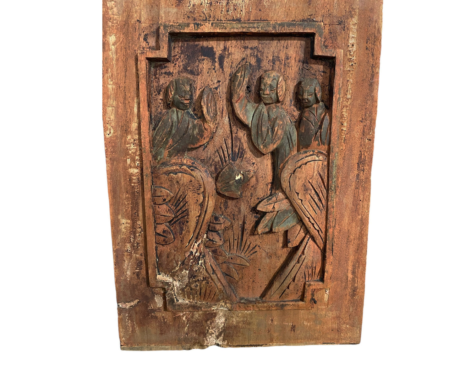 #570/68 Set of Four  Antique Chinese wall hanging Plaques Panels  /W Figures Warriors