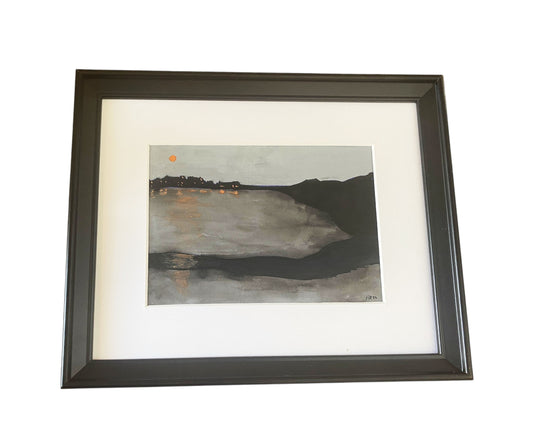 #6320  Acrylic Landscape  on Paper L'hiver gris Framed  By YJR