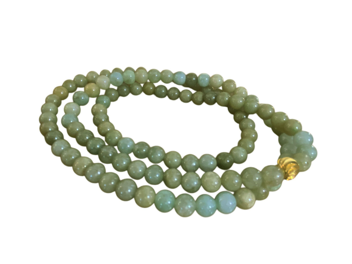 #6326 Superb Jadeite Jade Necklace Round Beads 14" H