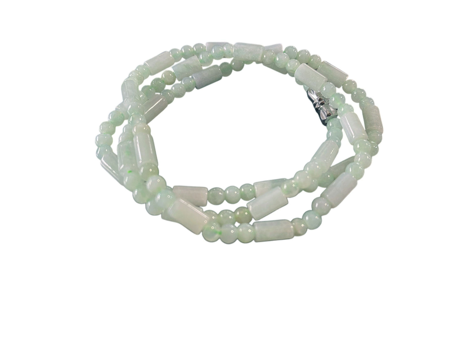 #6328 Superb Burmese Jadeite Jade Necklace Round Beads 9.5" H