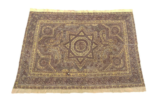 #451 Antique Mid-19th C. OTTOMAN Gold/Silver  Metallic Thread Embroidered Tablecloth c. 1870s