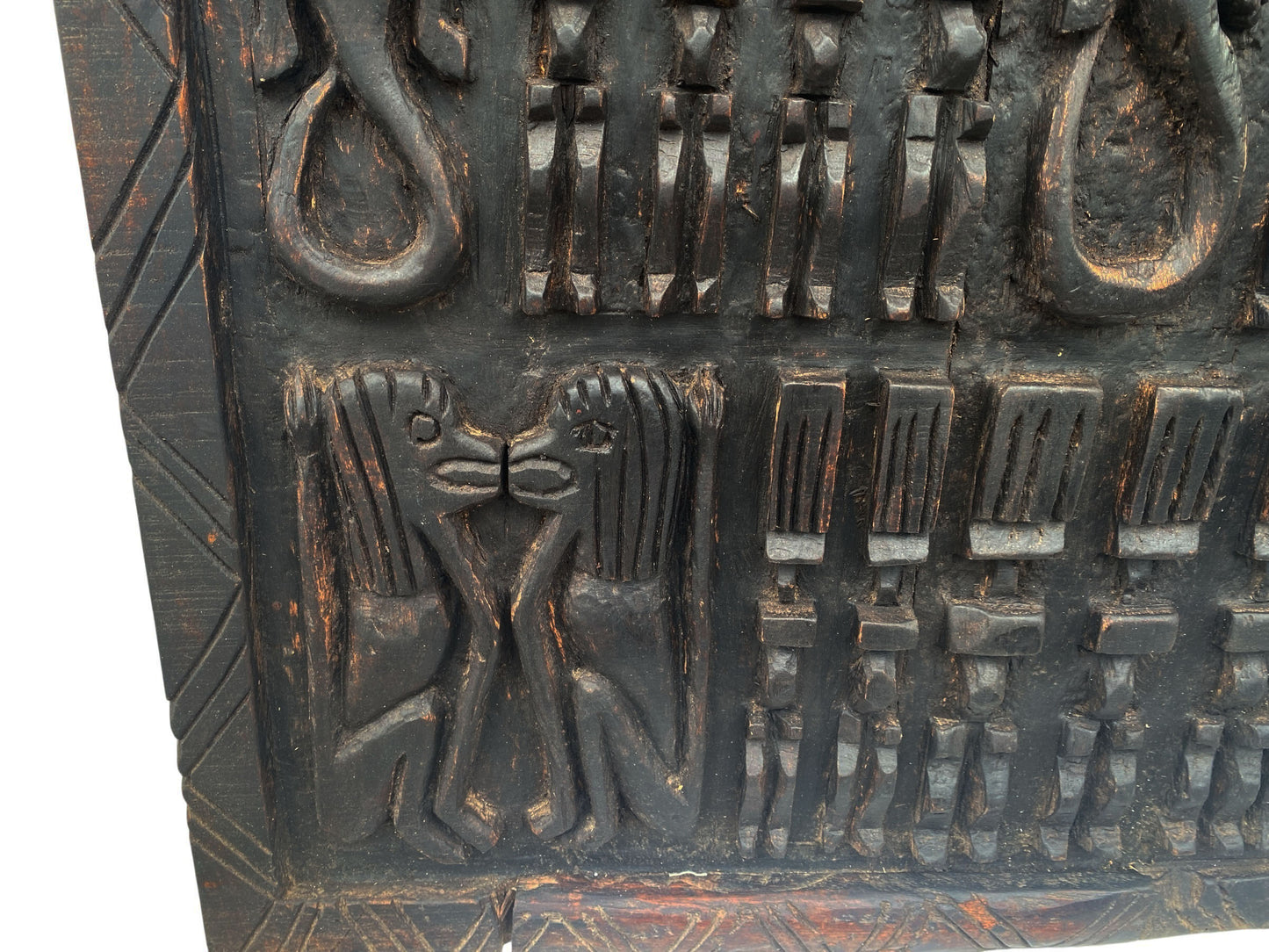 #6829 Vintage Granary Dogon Door w/Nomoo Ancestors /crocodiles/ Mali African 36" H